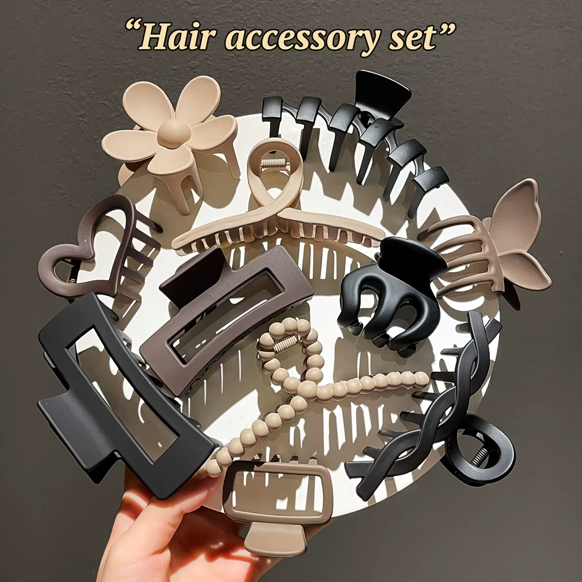Women's High Quality Matte Clip Set, 11 Pieces, Back Head, Hair, Shark, Hat